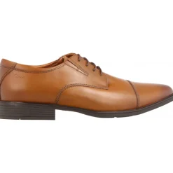 Clarks Tilden Cap Dark Tan Leather Marrón