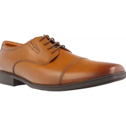 Clarks Tilden Cap Dark Tan Leather Marrón