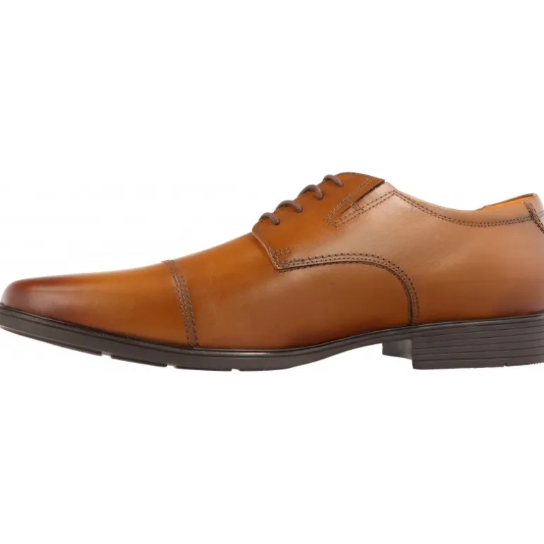 Clarks Tilden Cap Dark Tan Leather Marrón