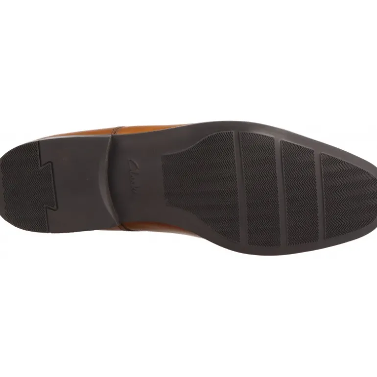 Clarks Tilden Cap Dark Tan Leather Marrón