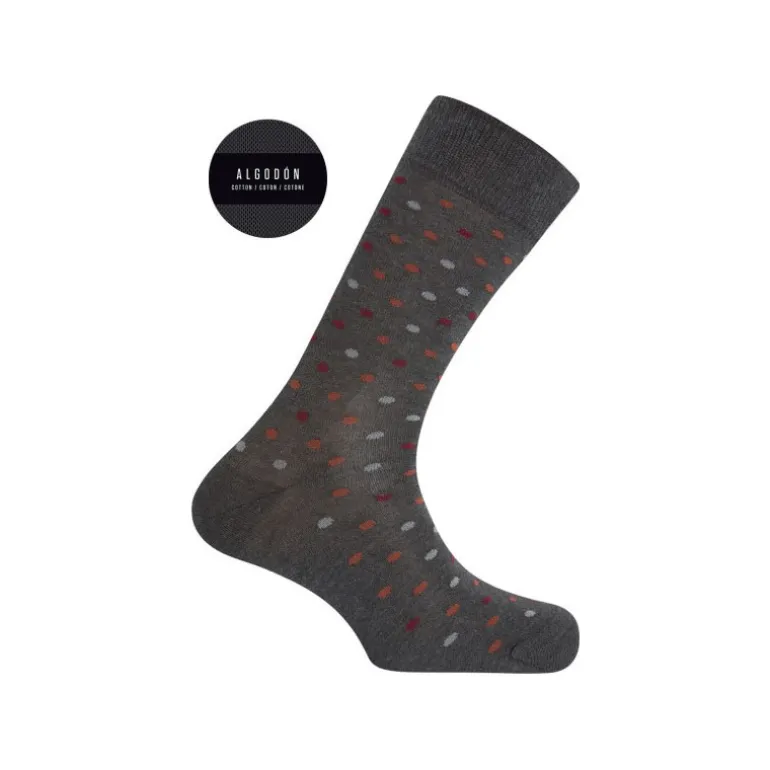 Punto Blanco Algodón Lunares Gris