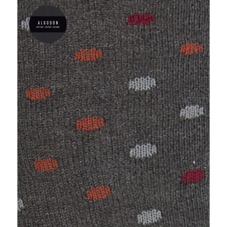 Punto Blanco Algodón Lunares Gris