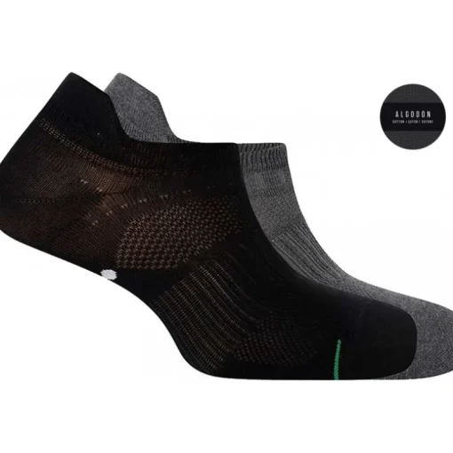 Punto Blanco Duplo Algodón Negro/Gris (2 u)